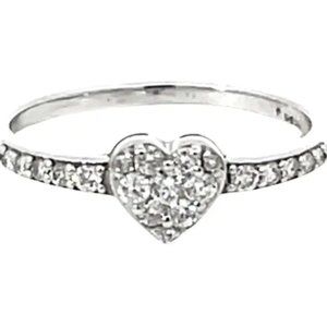 Diamond Heart Ring Solid 14k White Gold